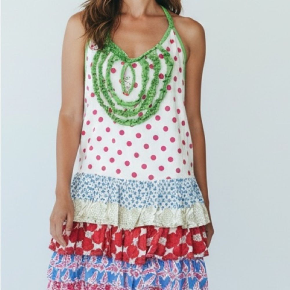 Rare Pier 1 Patchwork with Pearl Accent Apron Dress in Size 24 in x 33 in
